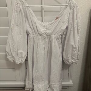 White Puff Sleeve Dress